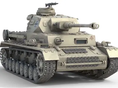 Panzer IV German Medium Tank Low-poly 3D model