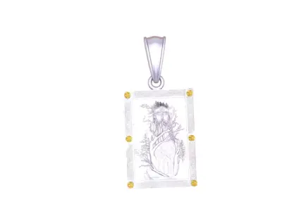 Vintage Engraved Lady Portrait Pendant with Red  3D print model