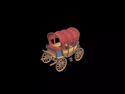 Low Poly Stylized Royal Fantasy Stagecoach - PBR Low-poly 3D model