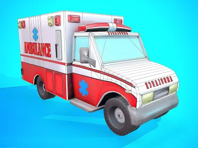 AMBULANCE CARTOON STYLIZED Low-poly 3D model