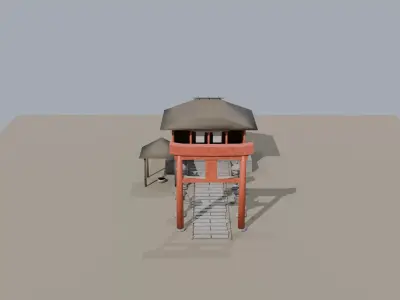 Japanese Torii Shrine Approach Sando Set Low Poly PBR 3D model Low-poly 3D model