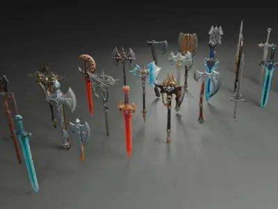 Stylized Fantasy Weapons Set 1 3D model