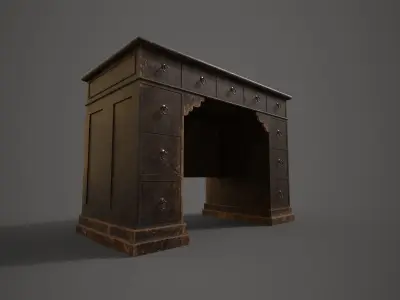 Damaged table Rustic and old  Low-poly 3D model