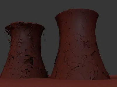 Factory Smoke Towers Demolitions 3D Model Simulations 3D model