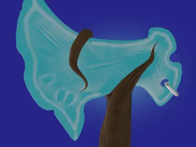 Stylized axe with cristal blade Free low-poly 3D model