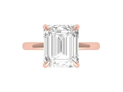  Emerald Solitaire Ring With Hidden Halo 3D print model