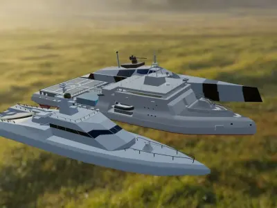 Low poly 3d Model of  vessels pack  Low-poly 3D model