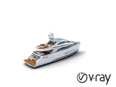 Floating Skybridge Yacht model pack with elevated observation... Low-poly 3D model