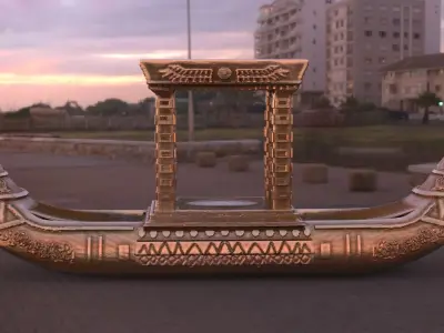 Egyptian Pharaoh Boat Ornate 3D model