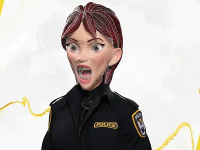 Stylized Female Police Officer Rigged woman cop Policewoman Low-poly 3D model