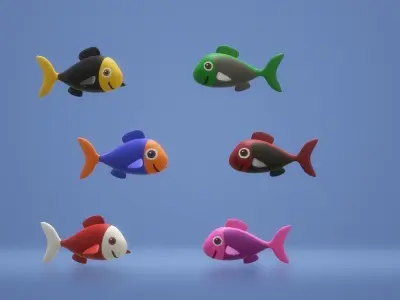 CUTE FISHES PACK Low-poly 3D model