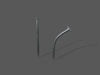 Clean bent and straight nails Low-poly 3D model