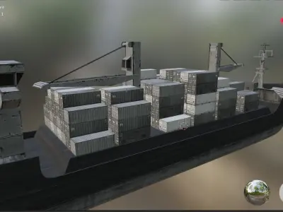 ship with container  Low-poly 3D model