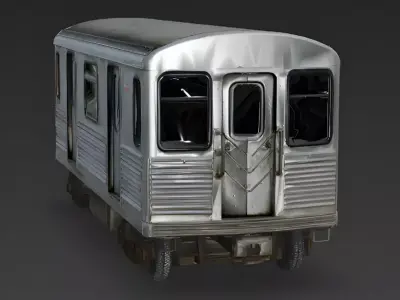 Realistic 1990s Subway Train Car 3D Model Low-poly 3D model