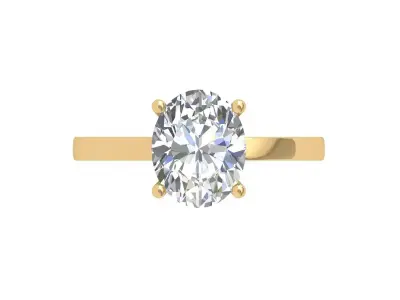 Oval Solitaire Ring 3D print model 6