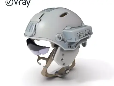 Tactical Helmet D Model Pack with Visor and Strap Low-poly 3D model