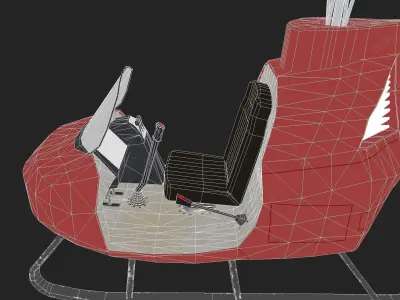 Single-seat helicopter Low-poly 3D model