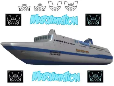 Crusie Ship Paper Cut Out Low-poly 3D model