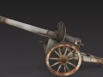 Realistic Destroyed Wrecked Cannon 3D Model Low-poly 3D model