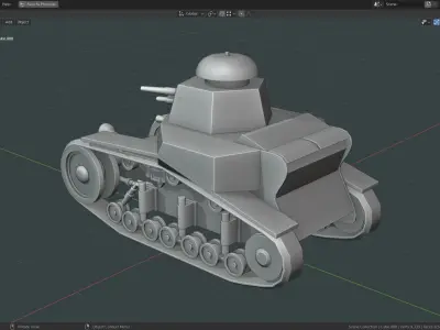 T 18 Tank Base Mesh Low-poly 3D model