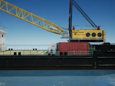 Crane Barge - low poly Low-poly 3D model