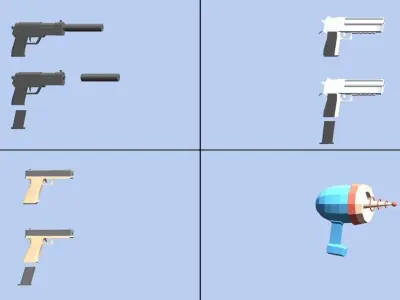 Lowpoly Guns Pack - Lowpoly Weapons -  Lowpoly Cartoon Guns Low-poly 3D model