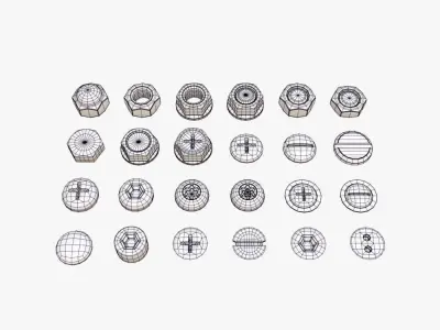 Screw and bolt heads 3D model