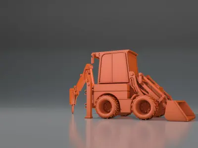 3d model tractor JCB-1CX  ver2 Low-poly 3D model