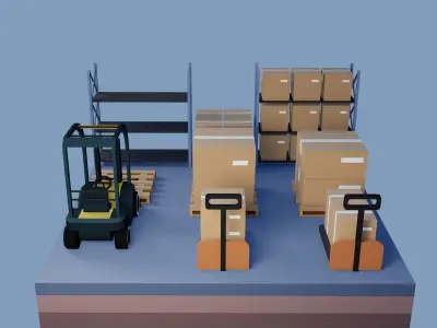 Low poly storage assets Low-poly 3D model