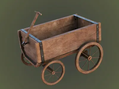 Wooden Cart02 All PBR Unity UE Textures Included Low-poly 3D model