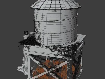 Water Pumping Windmill Low-poly 3D model
