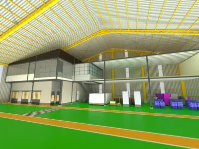 Industrial Metal Hangar 3D model from CGTrader