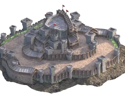 Medieval Town City Building Castle Tower Blender 04 Low-poly 3D model