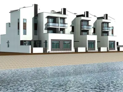 Villa apartment building on beach 3D model