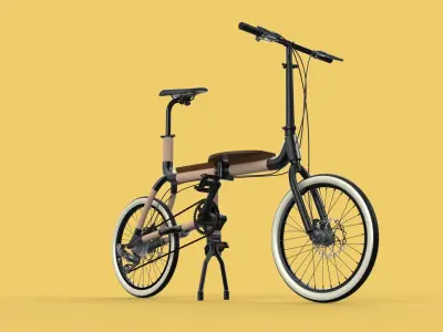 WOODEN RATTAN FOLDING BIKE BICYCLE FOLDABLE TO CHAIR 3D model