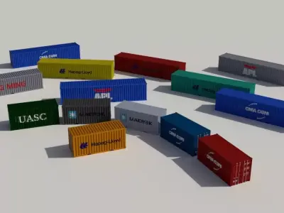 20 and 40 FT container Low-poly 3D model