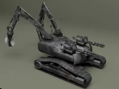 robot excavator Low-poly 3D model