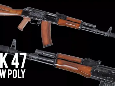 VR Ready Low Poly AK 47 Low-poly 3D model