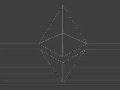 Golden Ethereum Crypto Currency Symbol  Low-poly 3D model