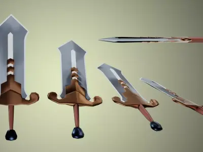 Broad Sword Low-poly 3D model