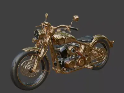 Steampunk Luxury High-Performance Motorcycle 3D Model Low-poly 3D model