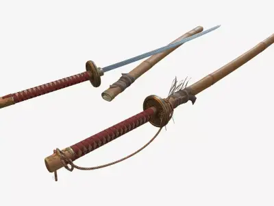 Japanese Katana Free low-poly 3D model