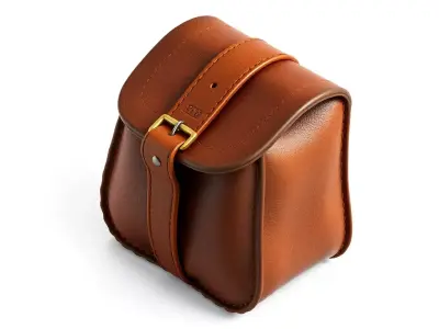 Vintage Brown Leather Pouch Bag Low-poly 3D model