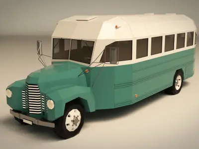 Low Poly Vintage Bus 01 Low-poly 3D model