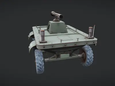 Military armored vehicle with mounted gun 3D model