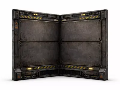 Sci-Fi Industrial Corner Wall Panel - PBR Low Poly Game Ready Low-poly 3D model