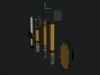 Minecraft Weapons Pack for Blender Low-poly 3D model