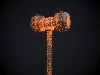 Medieval Hammer Low-poly 3D model buy