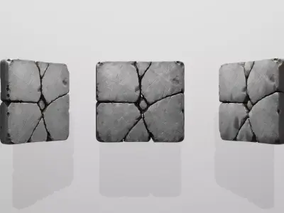 Panel06 Small Broken Tile Variation LowPoly LOD Low-poly 3D model