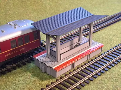 Double Edge Platform Underpass2 1-87 FDM color 3D print model